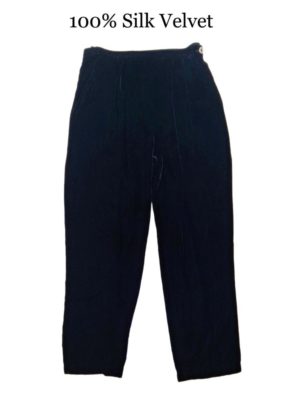 Vintage Paul Reid 100% Silk Velvet Pants Black Liquid Velvet Pleated Sz S